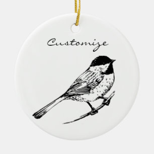 Svartklädd Chickadee Thunder_Cove Julgransprydnad Keramik