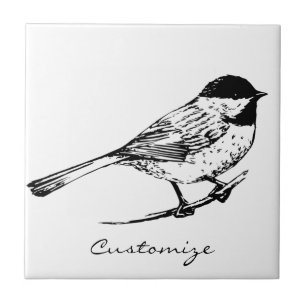 Svartklädd Chickadee Thunder_Cove Kakelplatta