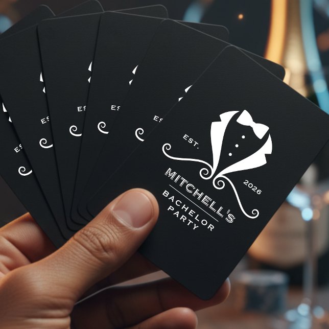 Svärtklänning Herr Dräkt Bowtie Svart Bröllop Casinokort (Bachelor Party Tuxedo Suit Bowtie Black Wedding Poker Cards
)