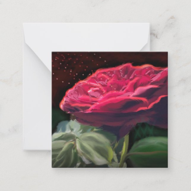 Svartkonsblommor från röd ros Flower Grönt Blommig Anteckningskort (Framsida)
