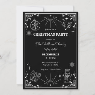 Svartkonst deco christmas party inbjudan till pryd