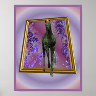 Svartkorniga hästar utanför gränserna Fantasy Poster