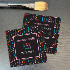 Svartkort för färg Pencil Art-lärarkonstruktorn Fyrkantigt Visitkort