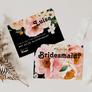Svartkortskort med fetstilt Blommigt Frieri av sva Inbjudningar