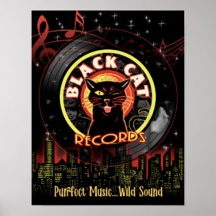 Svartkortsposter Poster - Retro Jazz-Klubben Vinyl