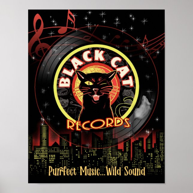 Svartkortsposter Poster - Retro Jazz-Klubben Vinyl (Framsidan)