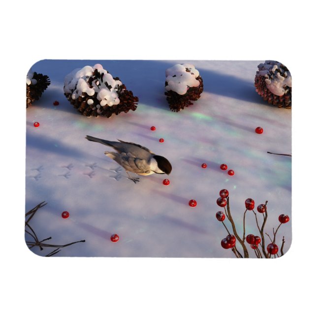 Svartkypad mes vinter flexibel magnet (Horisontell)
