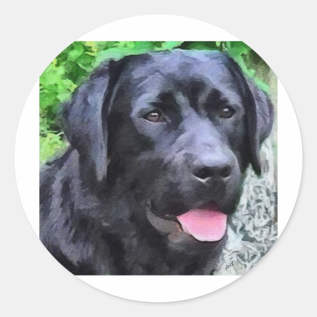 svartLabRizoFull.jpg Runt Klistermärke (Framsida)