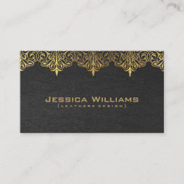 Svartläder i Vintagen guld Snöre Visitkort