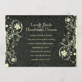 Svartläder, utseendet Cream Snöre bröllopsinbjudni Inbjudningar