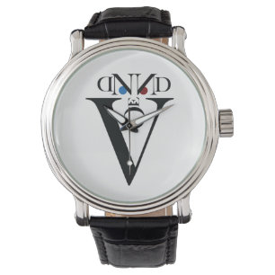 Svartläderremsa brev Ansikte Armbandsur