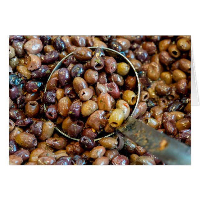 Svartleccino-oliver av ptrikå hälsningskort (Framsidan Horizontal)