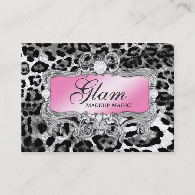 SvartLeopard för 311 Glam galen rosor Visitkort (Framsida)