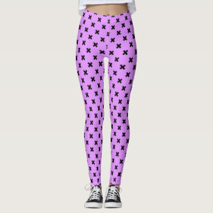 Svartlilaska kor stygn leggings