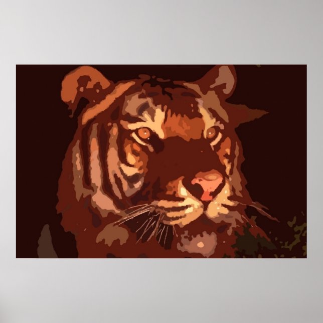 Svartljus Tiger Ansikte Affisch (Framsidan)