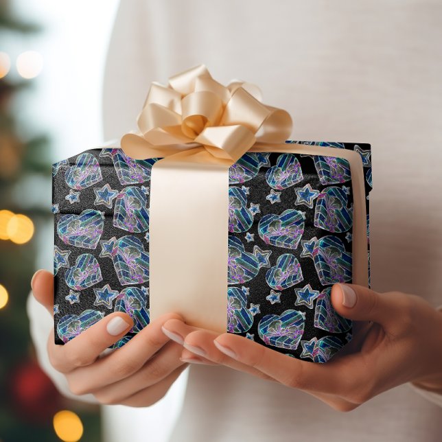 Svartljusets nyans med ljussken Julafton Hearter o Presentpapper (Skapare uppladdad)