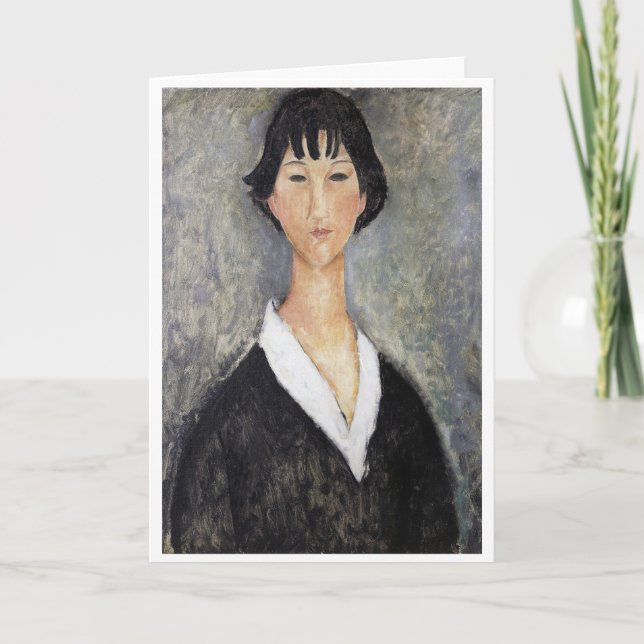Svartlockig ung flicka, Modigliani Kort (Framsida)