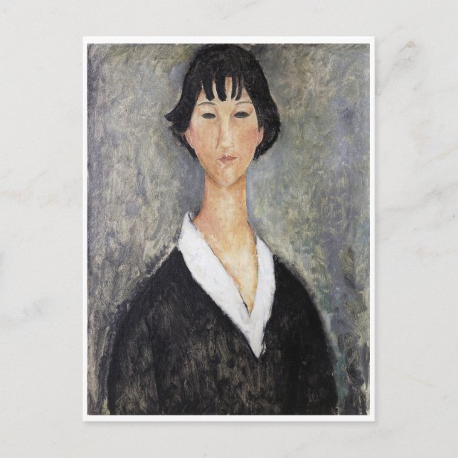 Svartlockig ung flicka, Modigliani Vykort (Framsida)