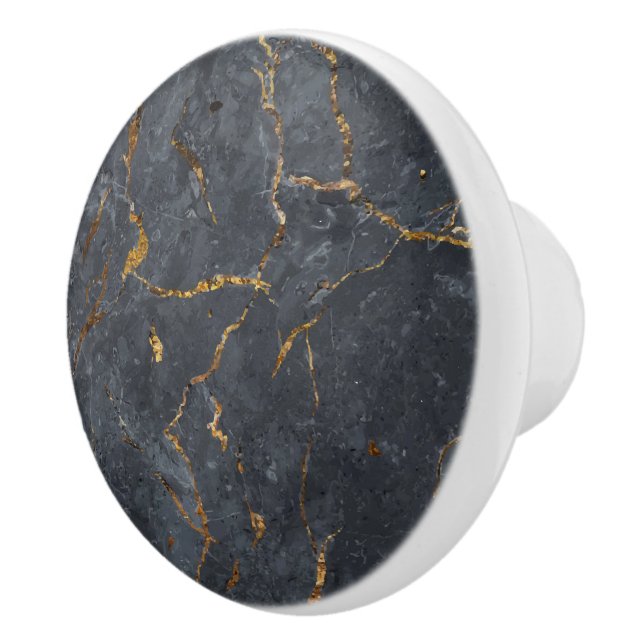 Svartmarble struktur guld accents knopp (Höger)