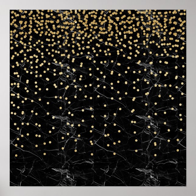 Svartmarmor från elegant faux guld glitter poster (Framsidan)