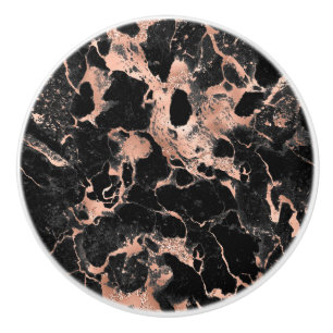 Svartmarmor glitter ro guld knopp