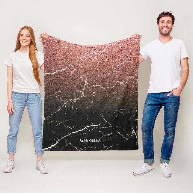 Svartmarmor ro Glitter Fleecefilt (På plats)