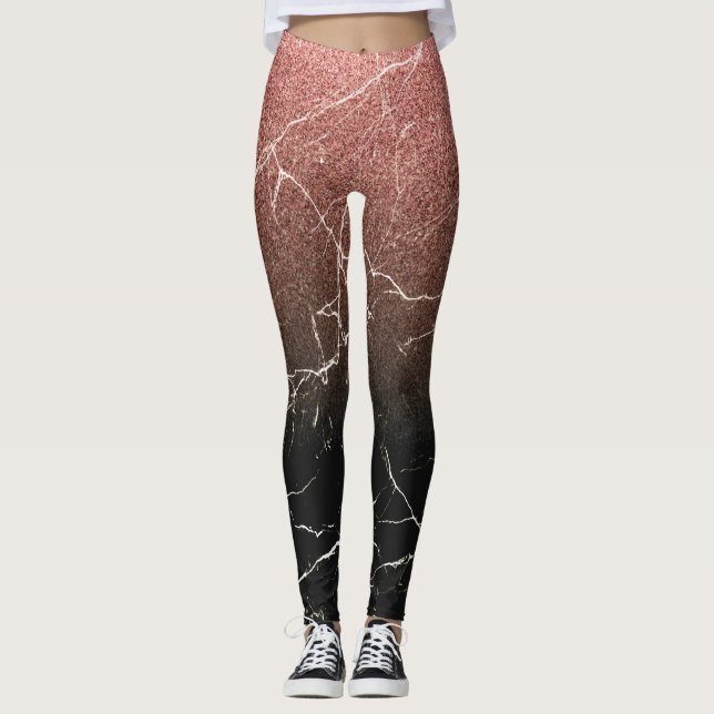 Svartmarmor ro Glitter Leggings (Framsida)