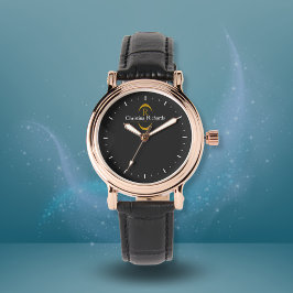 Svartmodern elegant Guld Monogram Armbandsur