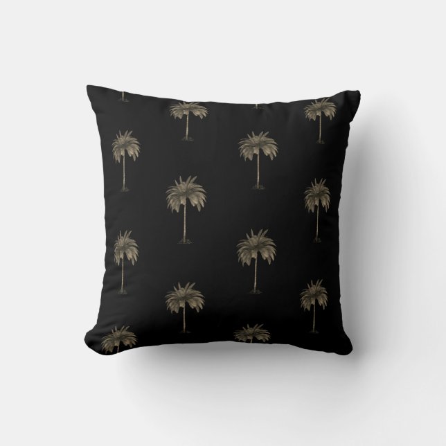 Svartmodern Snyggt i den tropiska Handflatan-Elega Kudde (Framsida)