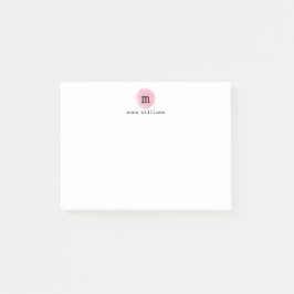Svartmonogram för  Rosa, vattenfärgcirkel, svart Post-it Block