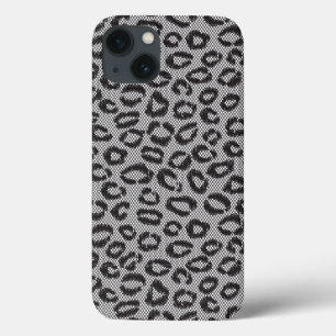 Svartnät snöre med leopard mönster på vitt