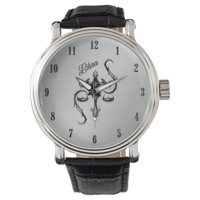 Svartnummer för libra Zodiac-symbol Armbandsur (Framsida)