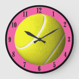 Svartnummer för Tennis Boll Wall Clock Rosa Court  Stor Klocka