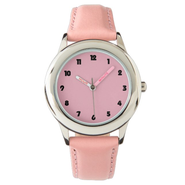 Svartnummer på Tjock på Rosa-innehåll Armbandsur (Framsida)