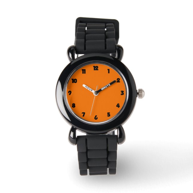 Svartnummer på Tjock vid Orange, wacnt Armbandsur (Framsida)