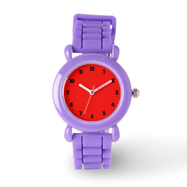 Svartnummer på Tjock vid rött tecken Armbandsur (Framsida)
