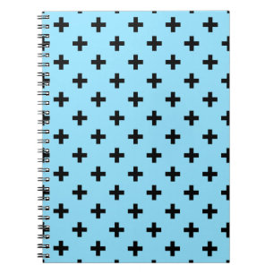 Svartpolka kor på baby blue anteckningsbok
