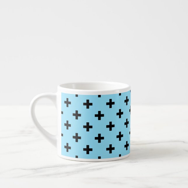 Svartpolka kor på baby blue espressomugg (Vänster)