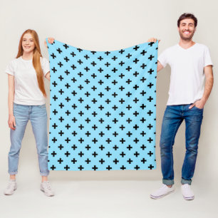 Svartpolka kor på baby blue fleecefilt