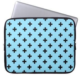 Svartpolka kor på baby blue laptop fodral