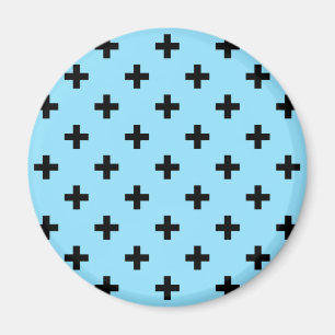 Svartpolka kor på baby blue magnet