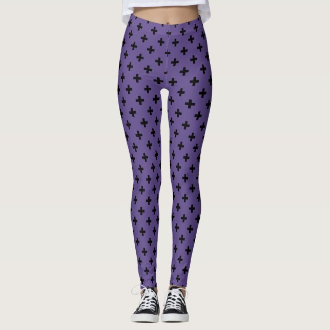 Svartpolka kor på ultraviolett leggings (Framsida)