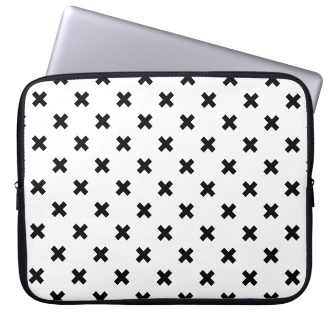 Svartpolka kor på vit laptop fodral (Framsidan)
