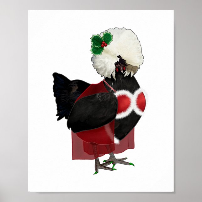 Svartpolsk Hen Wearing A Santa-Baby-jul Ou Poster (Framsidan)