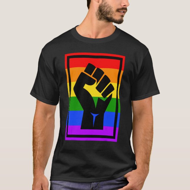 Svartprotestets fistliga Lgbtq Gay pride Flagga Bl T Shirt (Framsida)