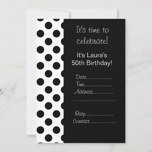 Svartpunkt 50-årsinbjudan inbjudningar (Framsida)