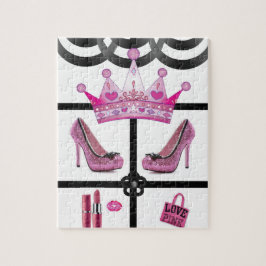 Svartpusselpussel vid krona rosa pussel