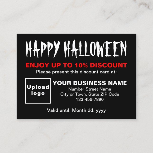 Svartrabattkort för Business Halloween Rabattkort (Framsida)