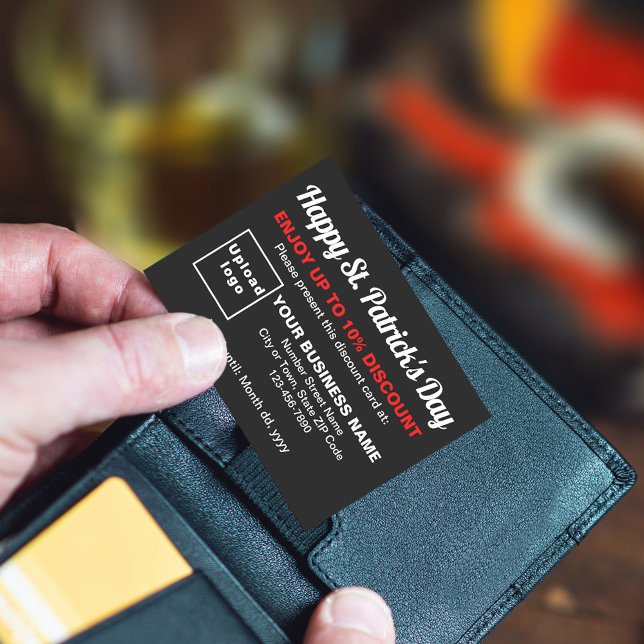 Svartrabattkort för Business Saint patrick Rabattkort (Attract more customers this Saint Patrick's Day. Business Saint Patrick black discount card.)