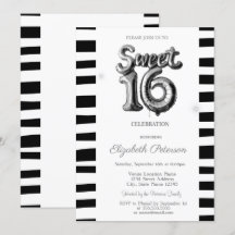 Svartrandigt silverballong Sweet 16